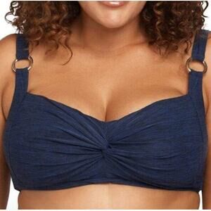 Artesands Navy Blue Melange Botticelli Twist C-DD Cup Bikini Top sz 16 NEW Tags
